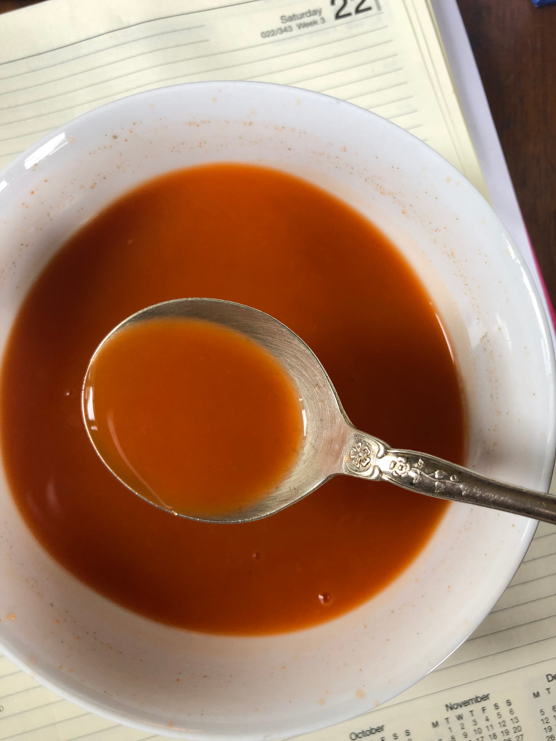 Healing summertime flu carrot and broth soup.